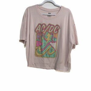 AC/DC Womens Pink T Shirt Pastel Graphic Round Neck Pullover Short Sleeve XXL